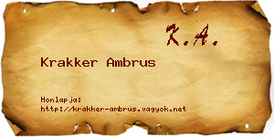 Krakker Ambrus névjegykártya